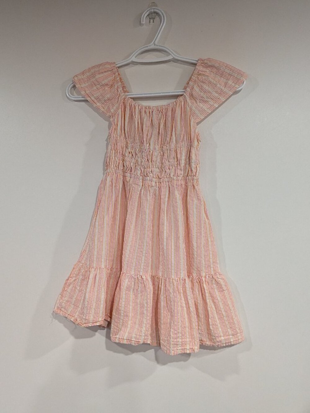 Zara Striped Ruffle Sun Dress White Pink Orange Size 8-9